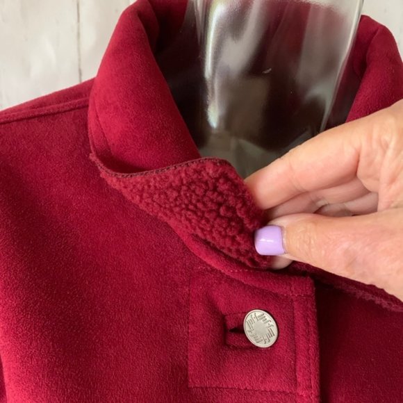J.Jill Microfiber Sherpa Fleece Burgundy Jacket L - Picture 2 of 4